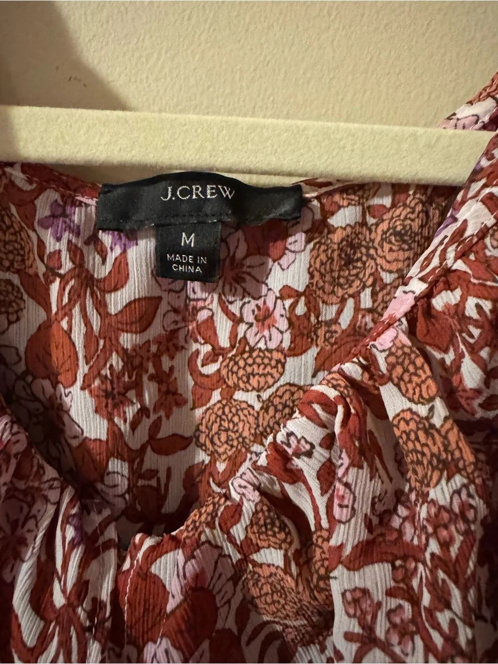 J.Crew Ruffle Crinkle Chiffon Top in Fête Floral - size medium